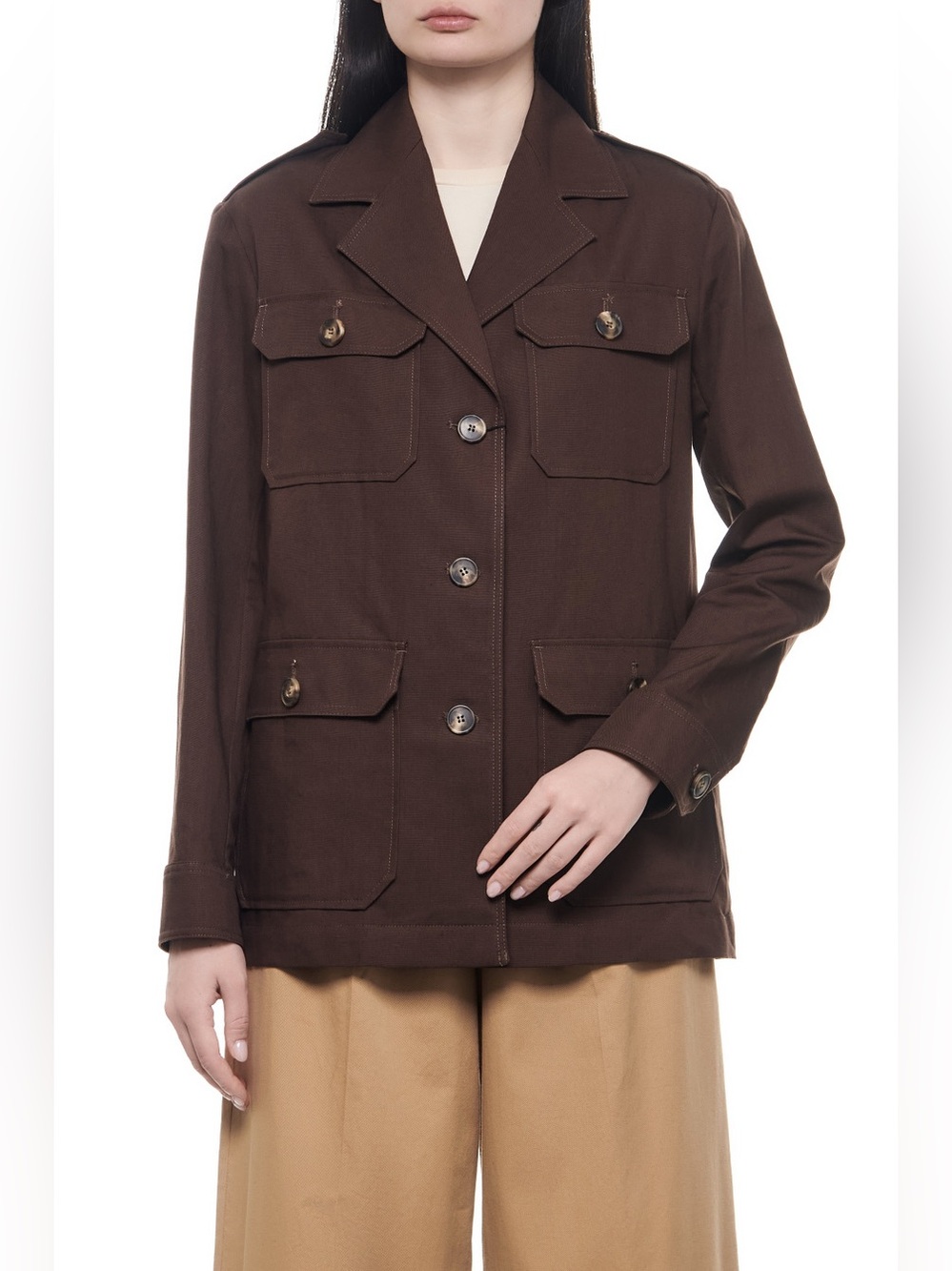 Weekend Max Mara chocolate-colored Bacca utility jacket